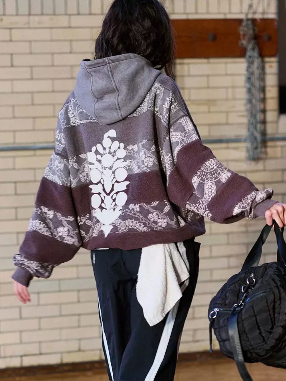 NWT FREE PEOPLE MOVEMENT Final Call Bandana Logo Hoodie | Chocolate Combo $168